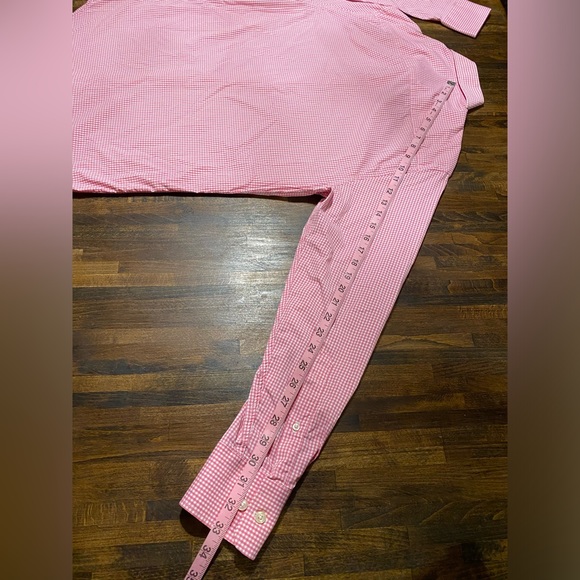 Peter Millar Summer Comfort Shirt Mens Medium Check Performance Stretch Pink - Picture 9 of 9